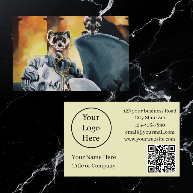 Cartão De Visita Cute Ferret Keys Cherub (Criador carregado)