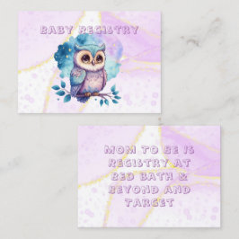 Cartão De Visita Cute Owl Watercolor Splash Registro Bebê