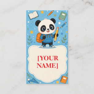 Cartão De Visita Cute Panda Volta às Aulas Nota Escolar
