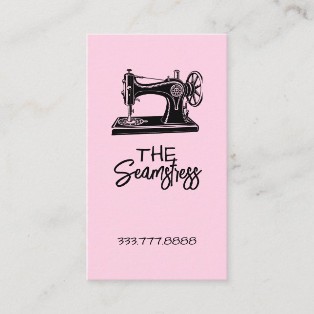 Cartão De Visita Cute pink Seamstress business card  (Frente)