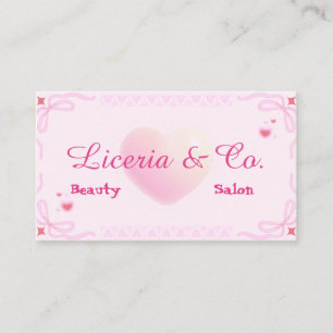 Cartão De Visita Cute Soft Pink Heart Liceria & Co. Salão de Beleza