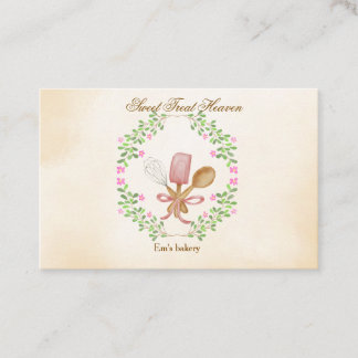 Cartão De Visita Cute Watercolor Bakery Business Card