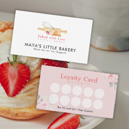 Cartão De Visita Cute Watercolor Whisk Pin Bakery Loyalty Rewards