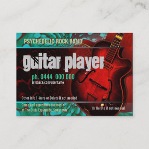 Cartão de visita da banda do guitarrista