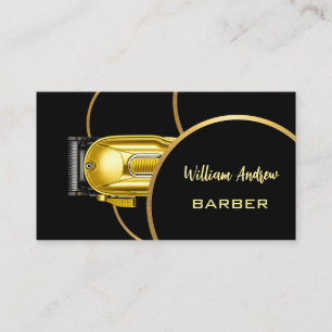 Cartão de Visita da Barbearia Preto Ouro Moderno
