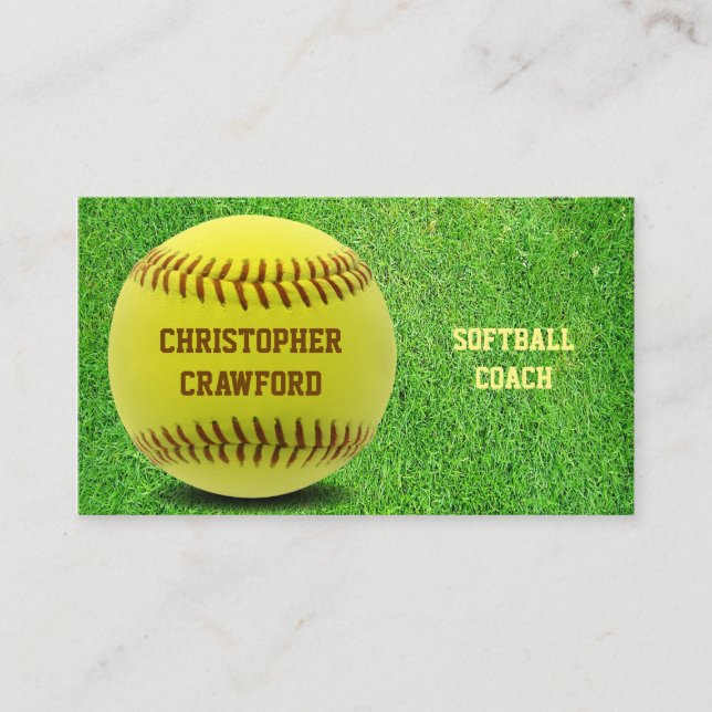 Cartão de visita da bola do treinador do softball (Frente)
