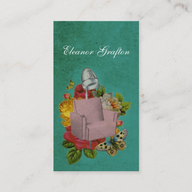 Cartão De Visita Da cadeira gasto do secador do salão de beleza do (Frente)