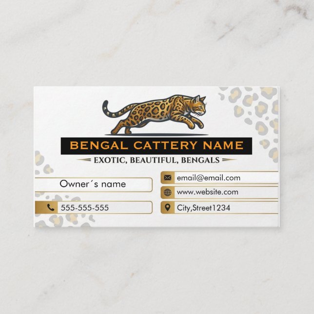 Cartão de Visita da Cattery Bengal (Frente)