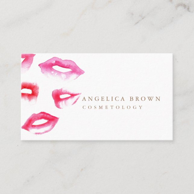 Cartão de visita da cosmetologia do batom da (Frente)