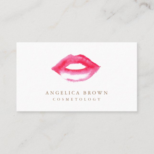 Cartão de visita da cosmetologia do batom da (Frente)