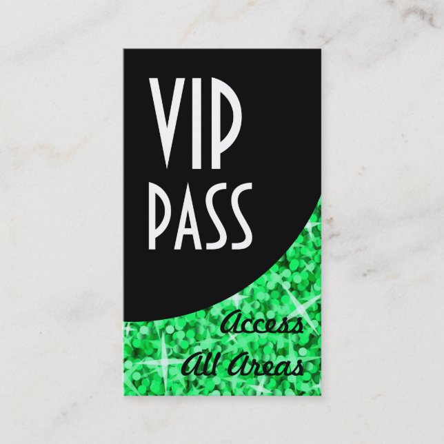 Cartão de visita da Curva Negra 'VIP Pass' Verde (Frente)
