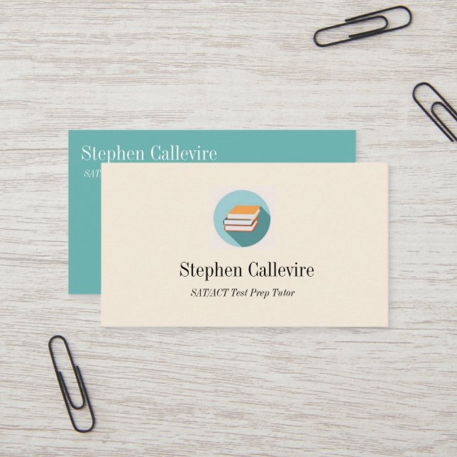 Cartão de visita da educação do ícone do livro (Frente/Verso In Situ)