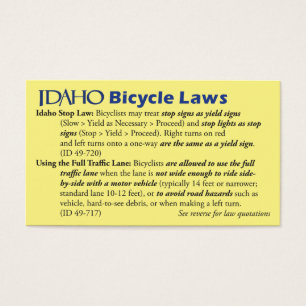 Cartão de visita da lei da bicicleta de Idaho