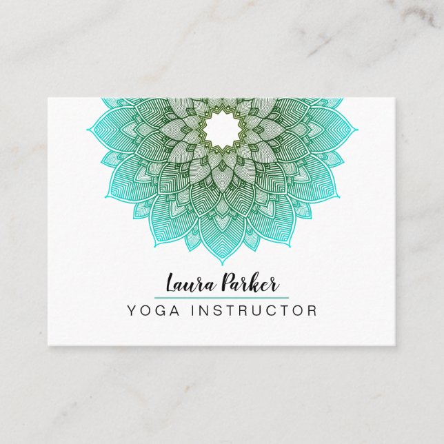 Cartão De Visita Da meditação azul de Lotus da mandala da cerceta (Frente)