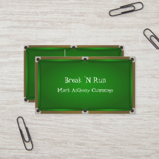 Cartão de visita da mesa de bilhar