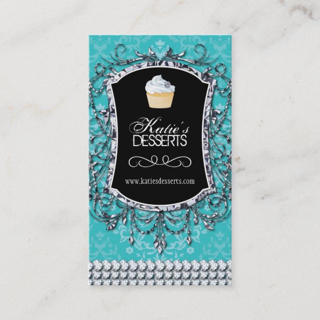 Cartão de visita da padaria do cupcake da parte (Frente)