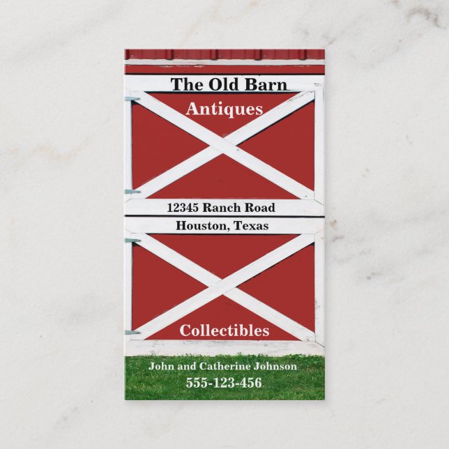 Cartão de visita da porta da barra de Fazenda verm (Frente)
