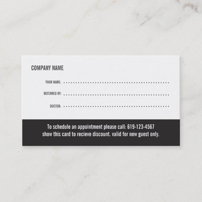 Cartão de visita da referência da optometria (Frente)