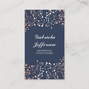 Cartão De Visita Da respiração Dourado vintage floral do bebê