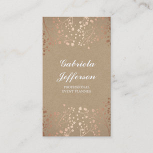 Cartão De Visita Da respiração Dourado vintage floral do bebê