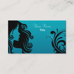 Cartão De Visita Da silhueta da mulher do cabeleireiro do _azul