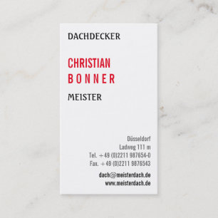 Cartão De Visita Dachdecker Visitenkarten