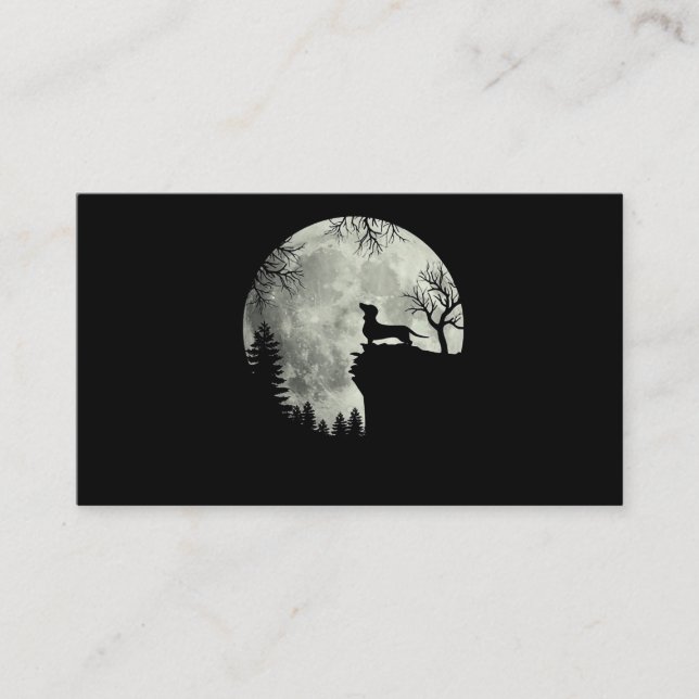 Cartão De Visita Dachshund E Lua Halloween (Frente)