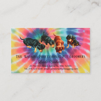 Cartão De Visita Dachshund Pet Grooming Tie Dyed Rainbow Prid
