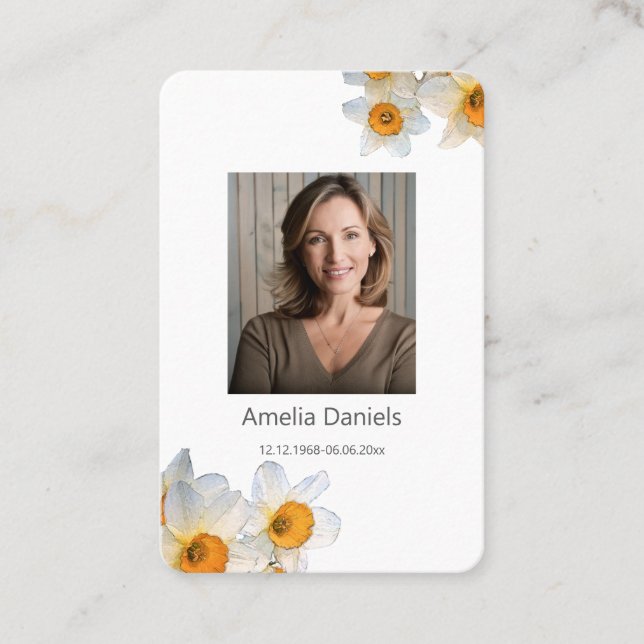 Cartão De Visita Daffodil Funeral Prayer Card  (Frente)