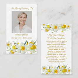 Cartão De Visita Daffodil Memorial Photo Funeral Prayer Card