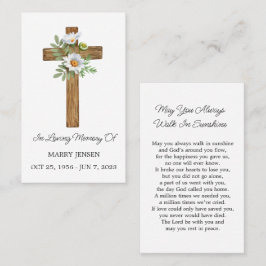 Cartão De Visita Daisy Cross Memorial Funeral Prayer Card