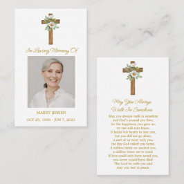 Cartão De Visita Daisy Cross Memorial Photo Funeral Prayer Card