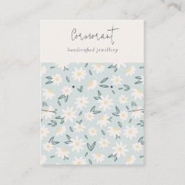 Cartão De Visita Daisy Flora Aqua Blue Script Earrace