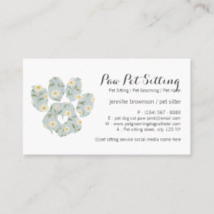 Cartão De Visita Daisy Flores GREEN Pet Sitter Tosa a Pata