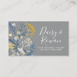 Cartão De Visita Daisy Wildflower & Yellow Rowan Berries Floral