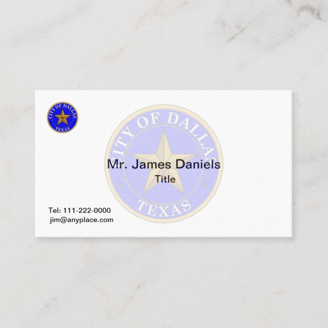 Cartão De Visita Dallas Texas Excelente Seal (Frente)