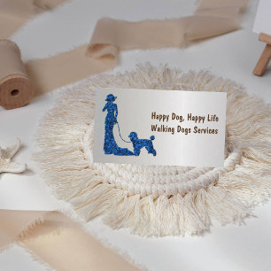 Cartão De Visita Dama de Lâmpada Azul Silver Metálico com Cão