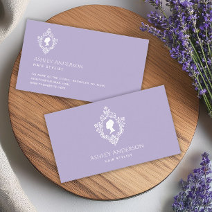 Cartão De Visita Dama Elegante de Lavanda em Crista Roxa Vintage