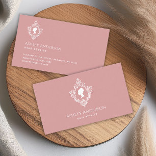 Cartão De Visita Damas Elegantes Rosa Poento no Brasão Vintage