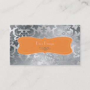 Cartão De Visita Damasco barroco de aço escovado