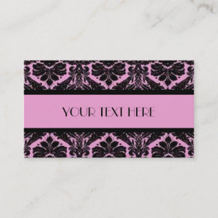 Cartão De Visita Damasco cor-de-rosa & preto