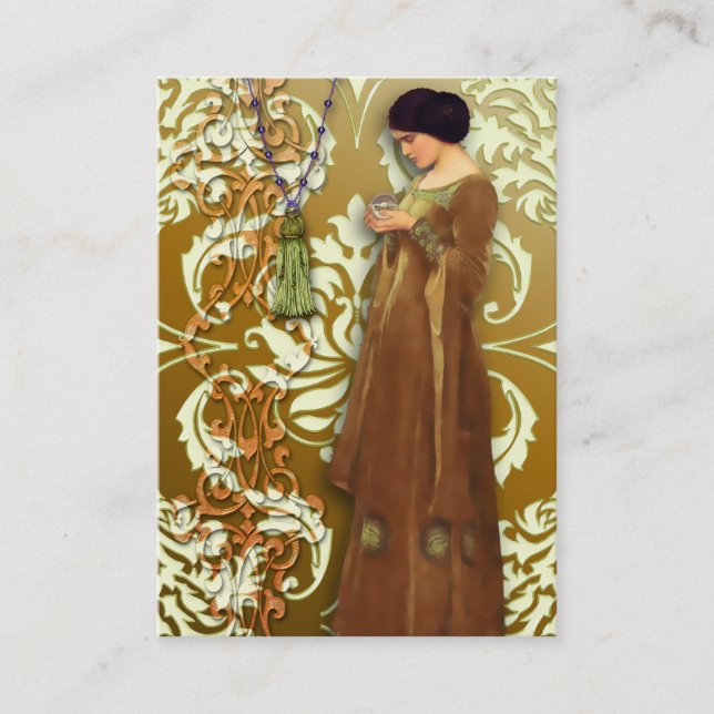 Cartão De Visita Damasco do diamante, FASCÍNIO no ouro & creme (Frente)