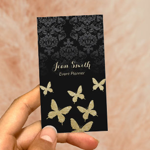 Cartão De Visita Damasco Dourado elegante da obscuridade das
