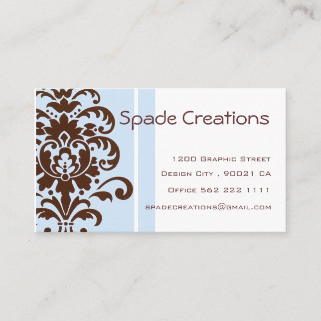 Cartão De Visita Damasco elegante - personalizado (Frente)