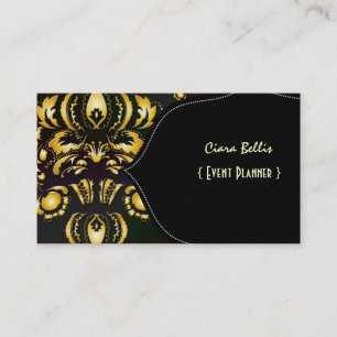 Cartão De Visita Damasco elegante, preto+dourado