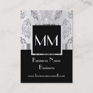 Cartão De Visita Damasco monogrammed preto