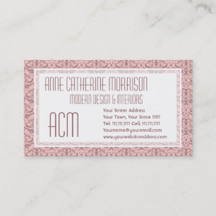 Cartão De Visita Damasco obscuro elegante do rosa cor-de-rosa