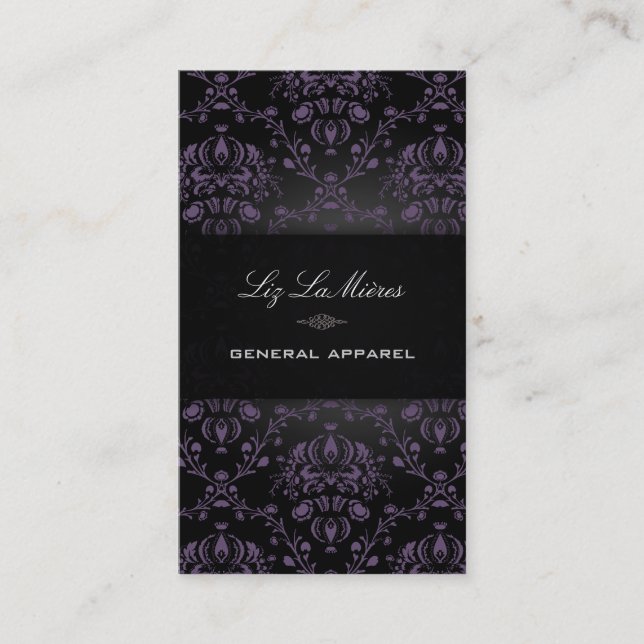 Cartão De Visita Damasco para injetáveis PixDezines Black+Purple Do (Frente)