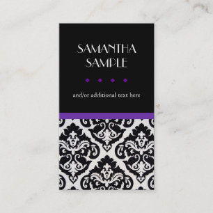 Cartão De Visita Damasco preto & branco, roxo