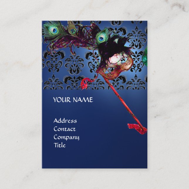 Cartão De Visita Damasco preto-e-branco da FESTA mascarada (Frente)